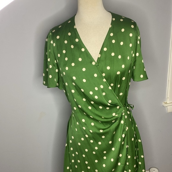 19 MOMME MULBERRY SILK POLKA DOTS PRINT RUFFLE WOMEN MINI DRESS BY GOELLA SZ8/10 - Picture 7 of 16